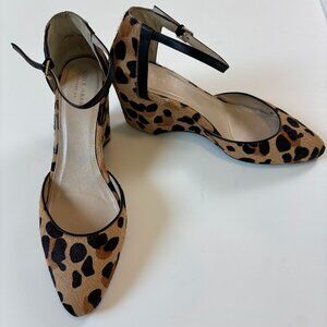 Cole Haan Leopard Calf Hair D’Orsay Pumps Ankle Strap Heels Size 10